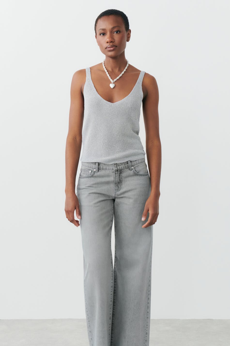 Metallic knitted singlet