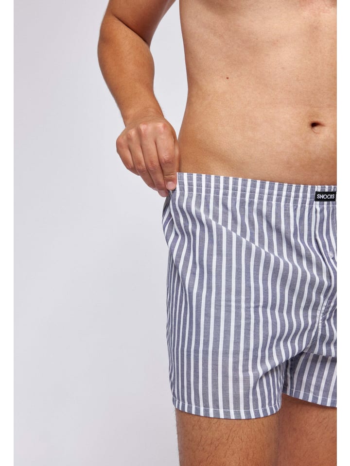 SNOCKS American Woven Boxershorts aus Bio-Baumwolle 3 Stück in Stripe günstig kaufen