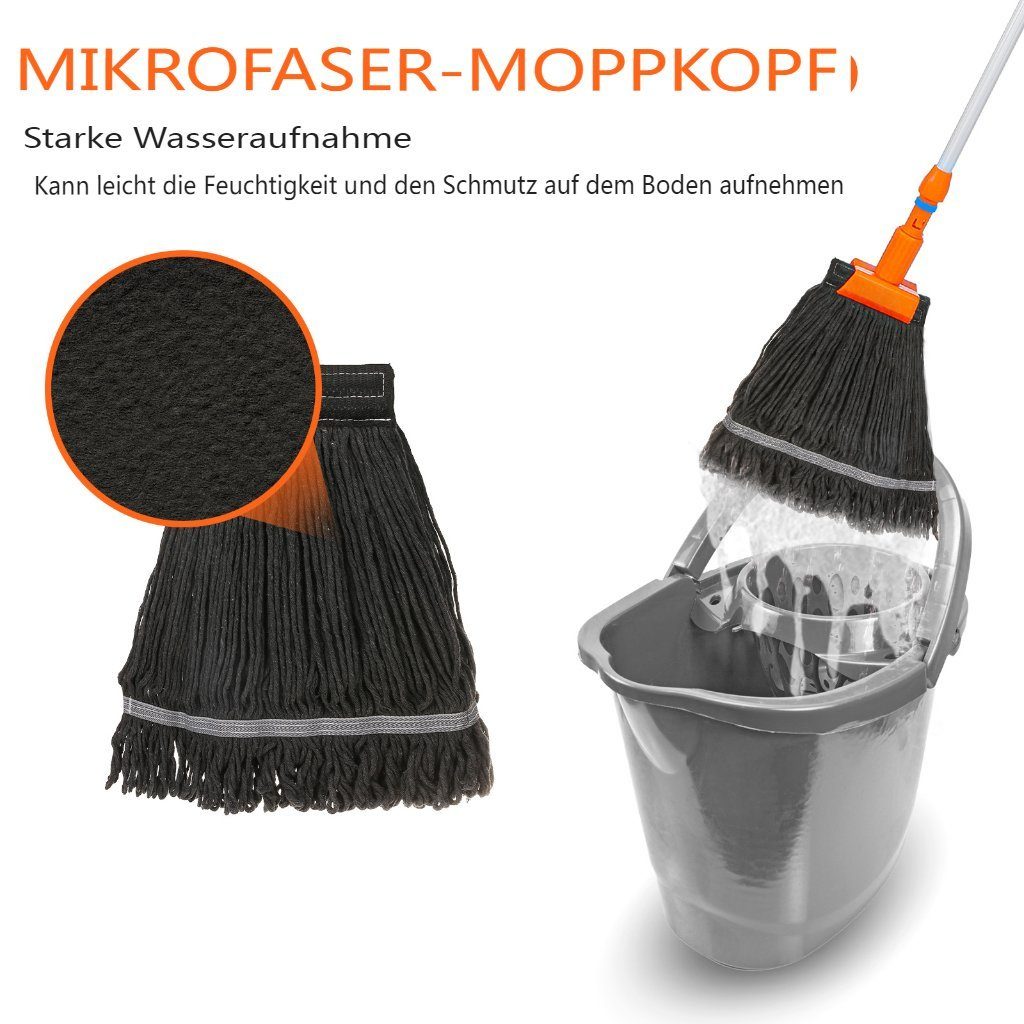 MAEREX Wischmopp, Teleskop Bodenwischer, Baumwolle Mikrofaser, bis zu 170cm
