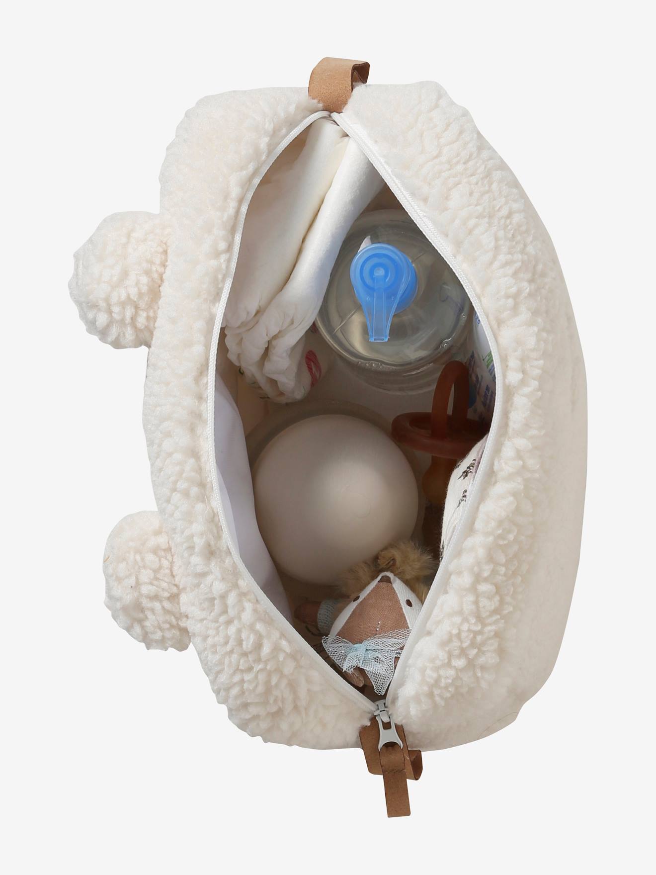 Trousse de toilette en sherpa Ourson PETIT NOMADE ivoire