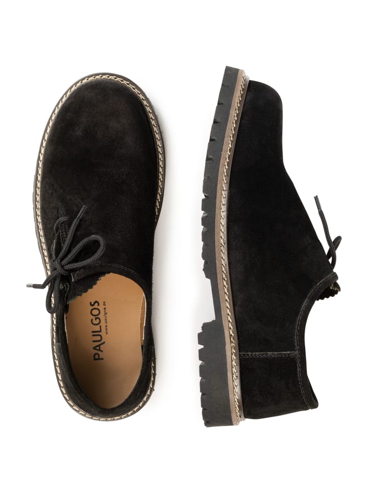 PAULGOS Haferlschuh Trachten Schnürschuh Echtleder in Schwarz günstig kaufen