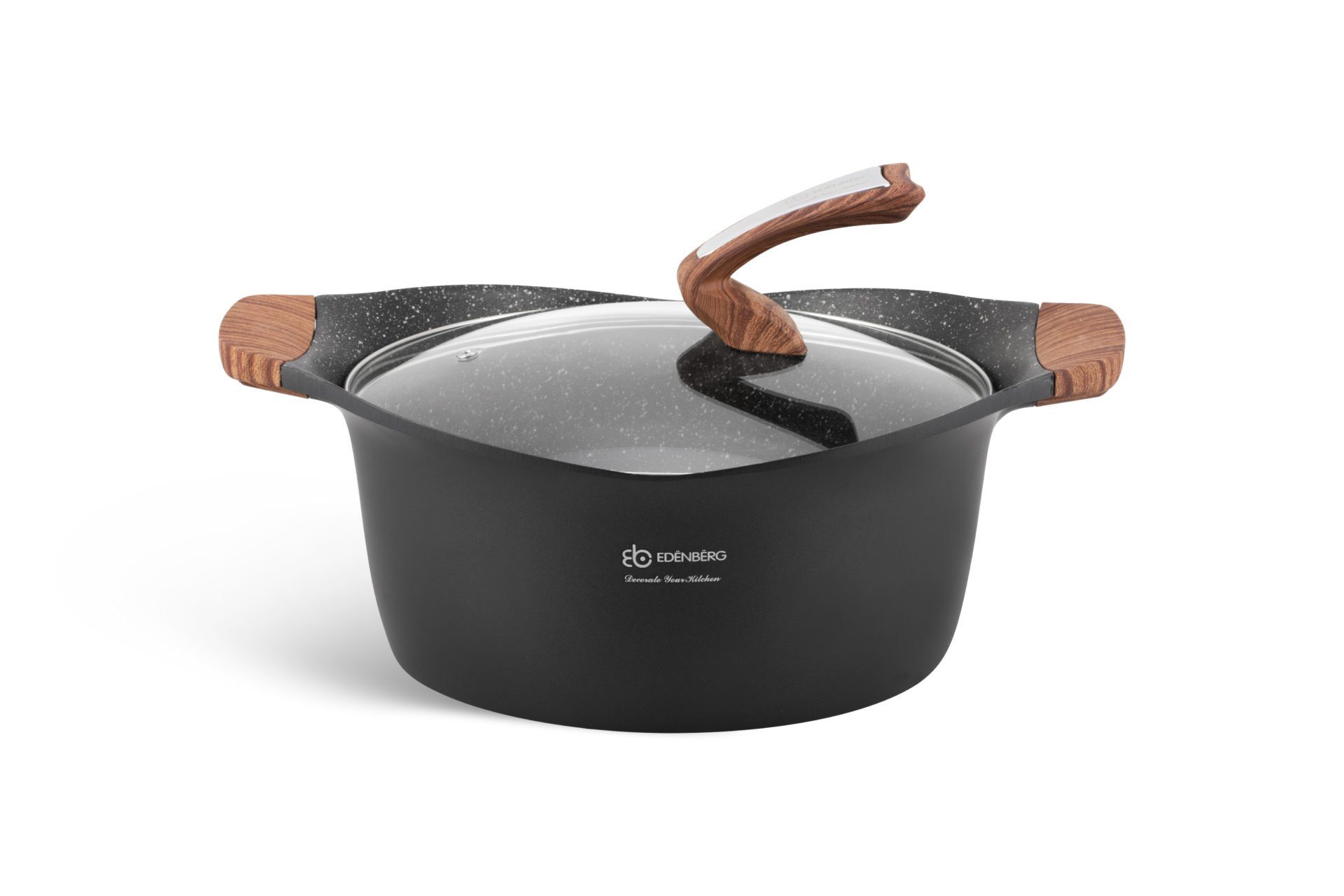 Edenberg Topf-Set Modernes Topfset, schwarze Töpfe, braune Griffe, Pfanne, Kasserolle, Aluminium, Keramik (15-tlg., Zeitloses Design des Topfsets. Eine ideale Geschenkidee)