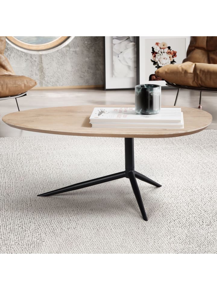 KADIMA DESIGN Couchtisch 86,5x49x36 cm Massivholz Weiß getüncht Sofatisch günstig kaufen onesize