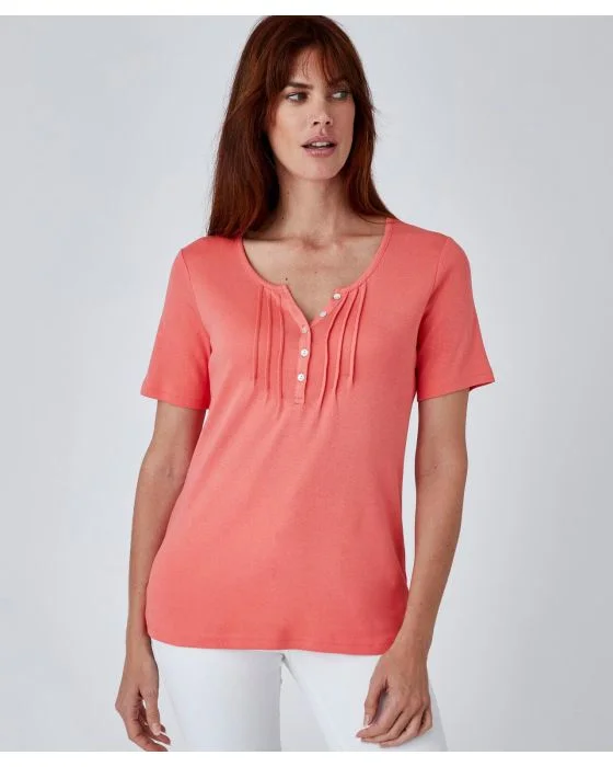 Tee-shirt col tunisien pur coton