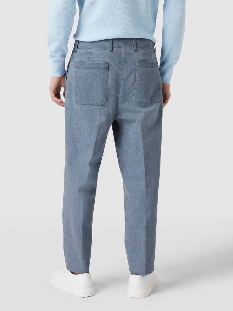 Hose mit fixierten Bundfalten Modell 'MAN WASHED WIDE LEG PANT' in dunkelblau