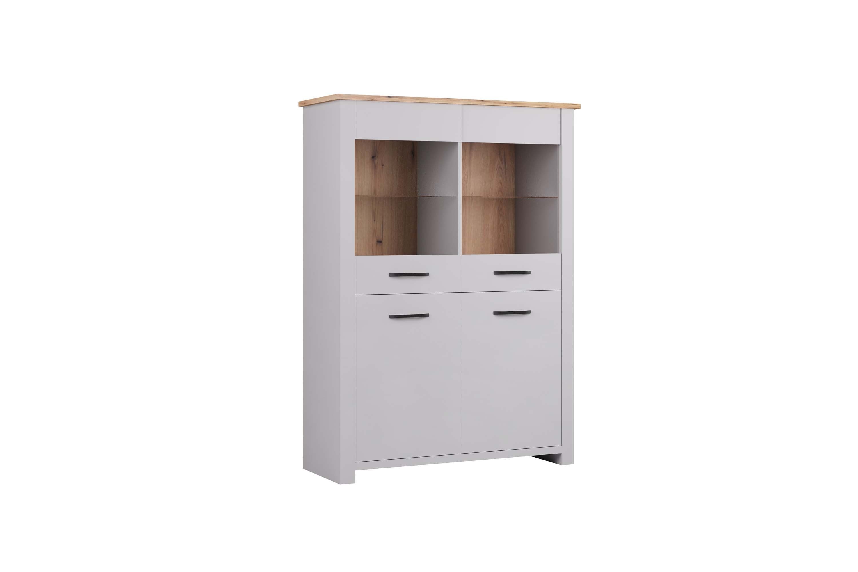 HYPE Rooms Wohnwand Wohnwand Wohnzimmer Sienna 5-teilig, TV-Bank, Vitrinenschrank, Vitrinenschrank schmal, Kommode, Couchtisch