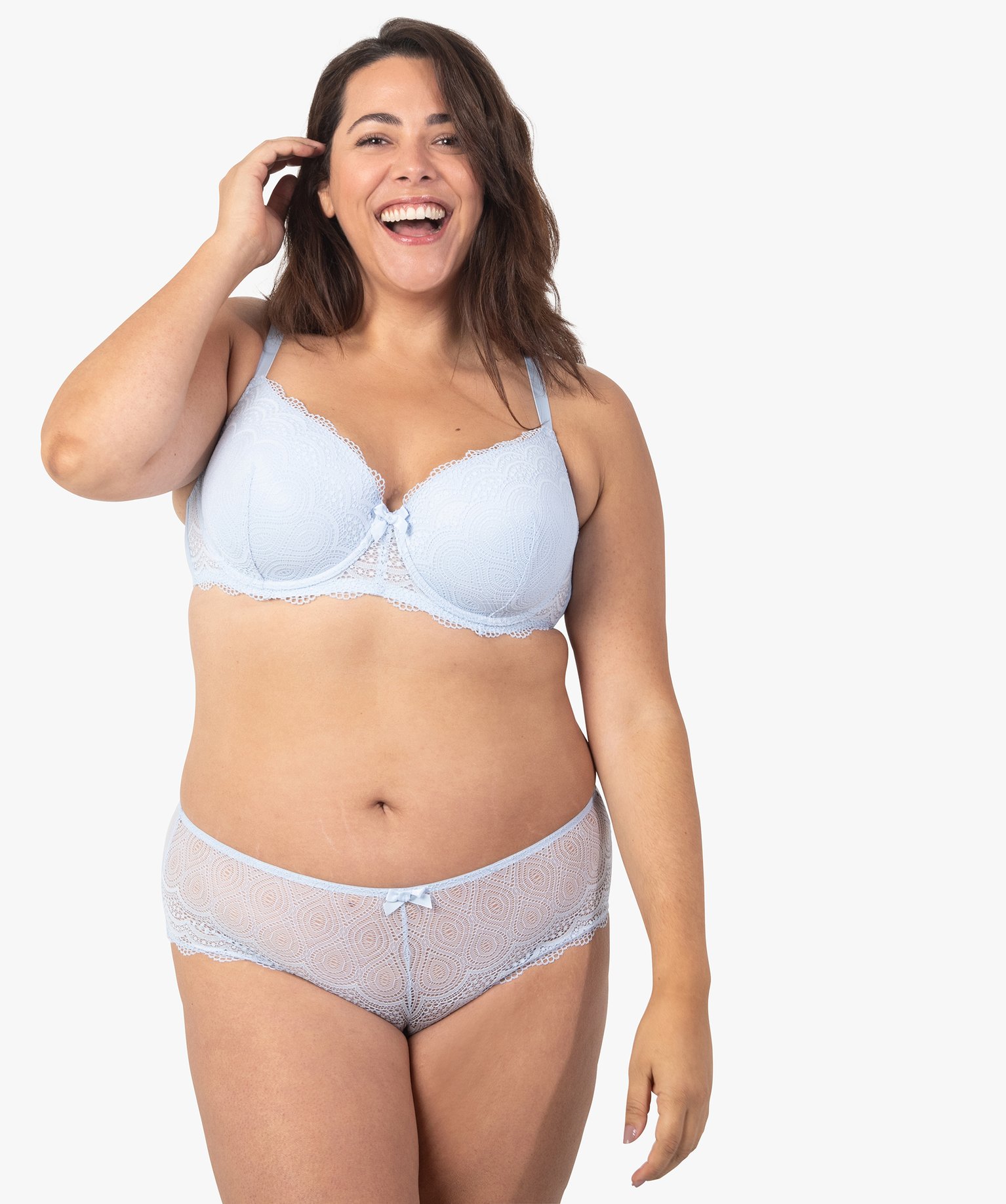 Soutien-gorge grande taille à armatures et coques fines bleu | GEMO
