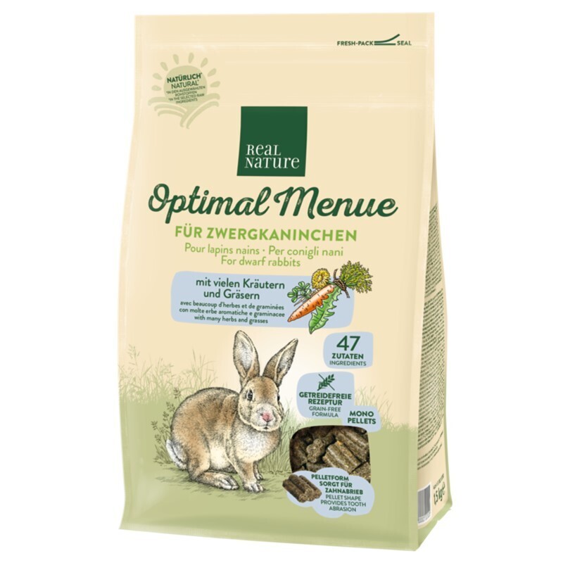 REAL NATURE Hauptfutter REAL NATURE „Optimal Menue“ für Zwergkaninchen 1,5 kg
