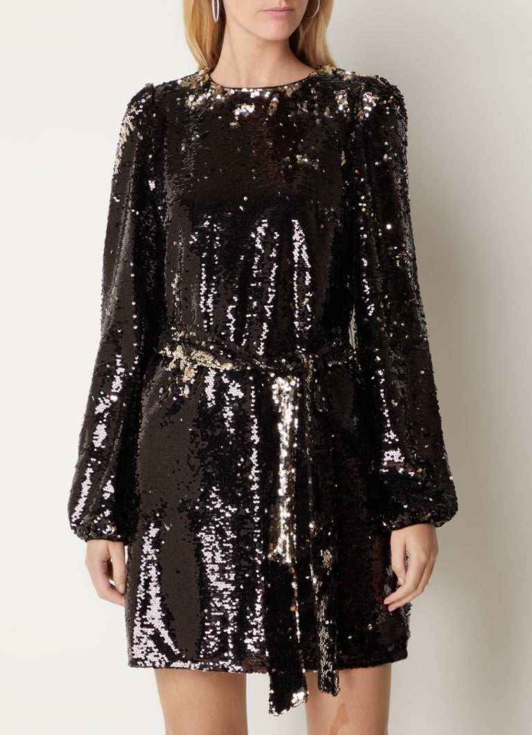 NIKKIE Jessie mini dress with sequins and bow belt