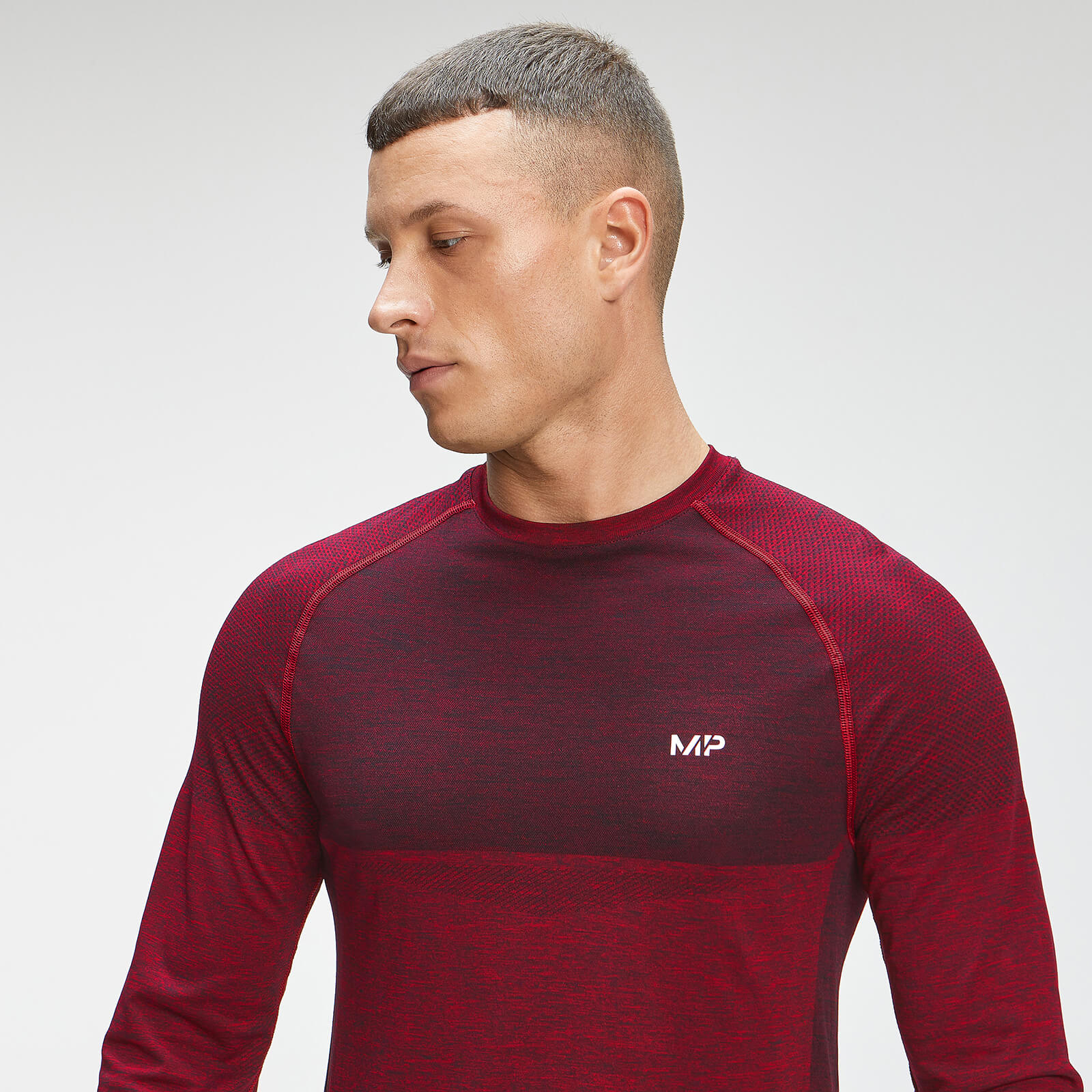 Haut sans coutures à manches longues MP Essentials Seamless pour hommes – Lie-de-vin chiné