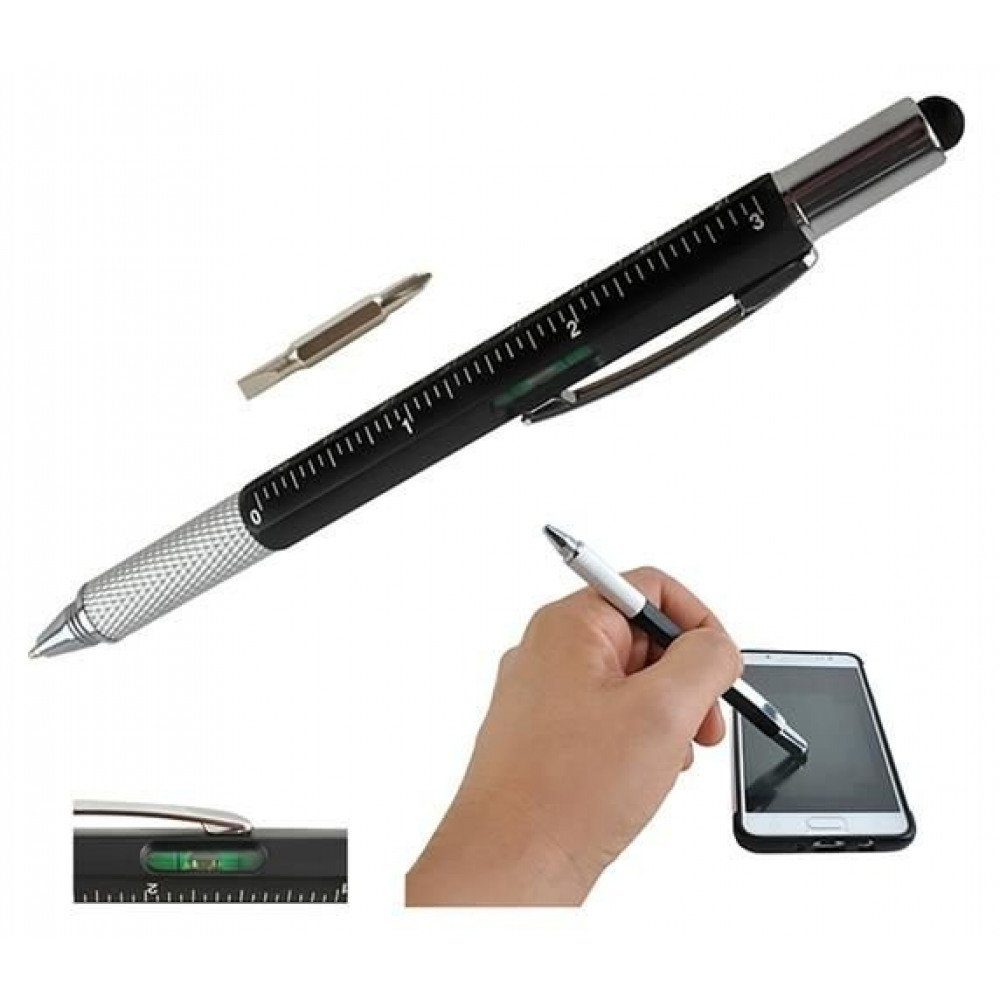 MAVURA Kugelschreiber 6in1 Multifunktionskugelschreiber Multifunktionsstift Stift mit Wasserwaage Lineal Kreuzschraubendreher Schlitzschraubendreher Geschenk Männer Gadget
