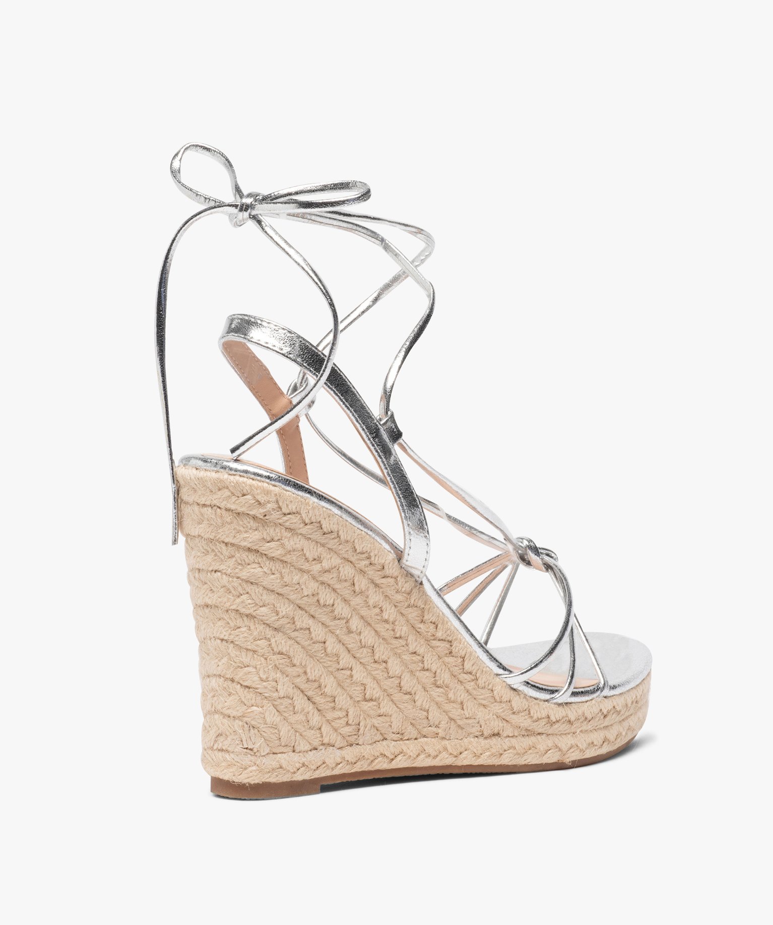 Sandales femme à talon compensé et fines brides Only argent | GEMO