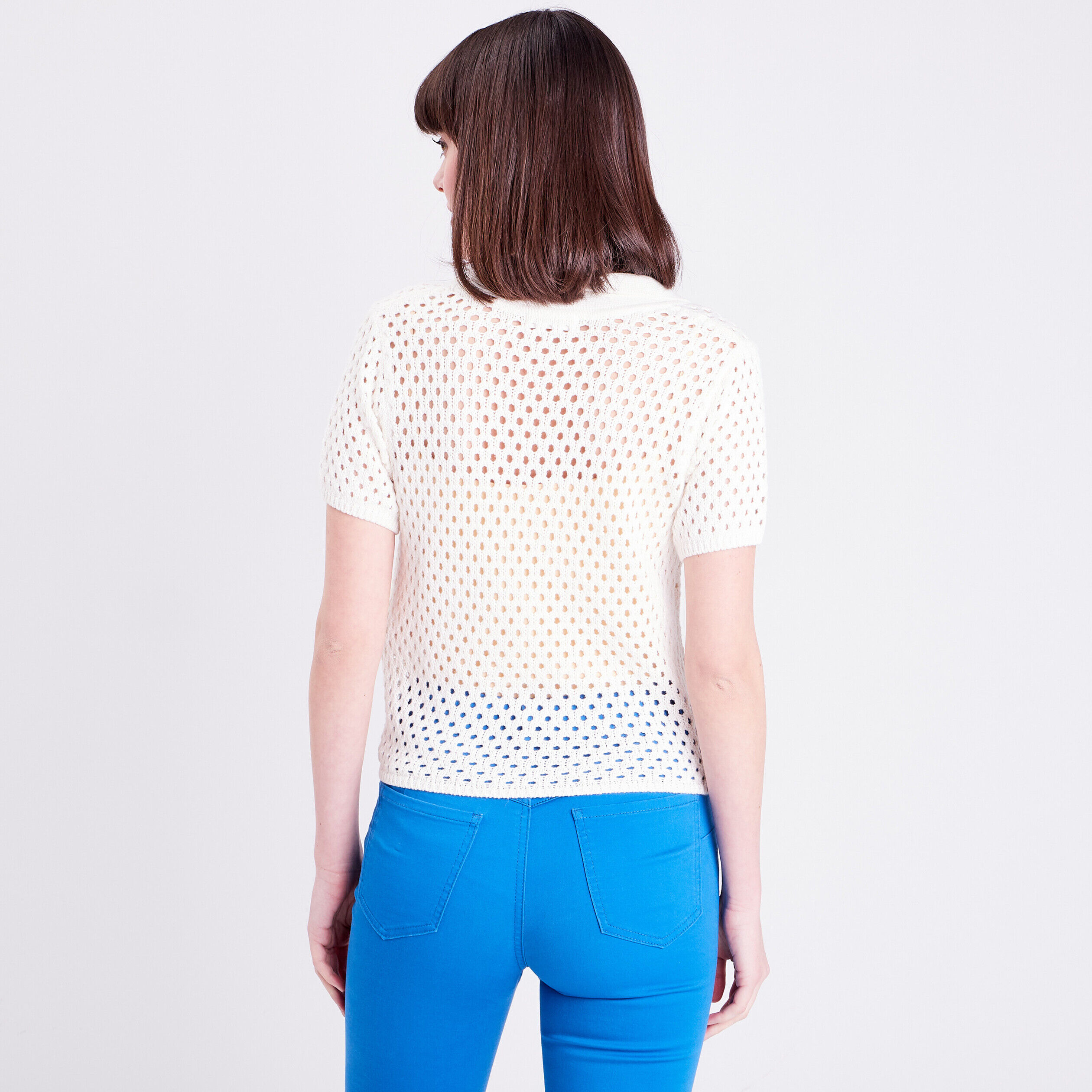 Polo manches courtes ecru femme | Cache Cache