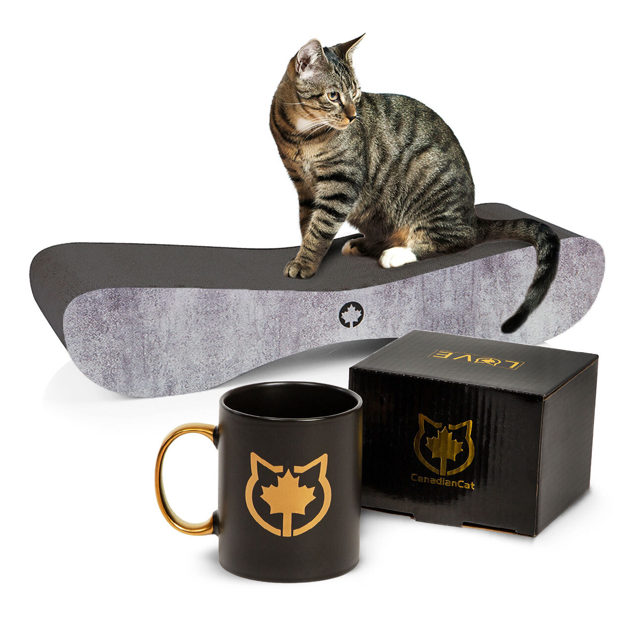 Canadian Cat Company Kratzbretter & Kratzpappen Canadian Cat Company Kratzbrett Kratzbrett Set Satellite 2.0 + Tasse grau/ schwarz