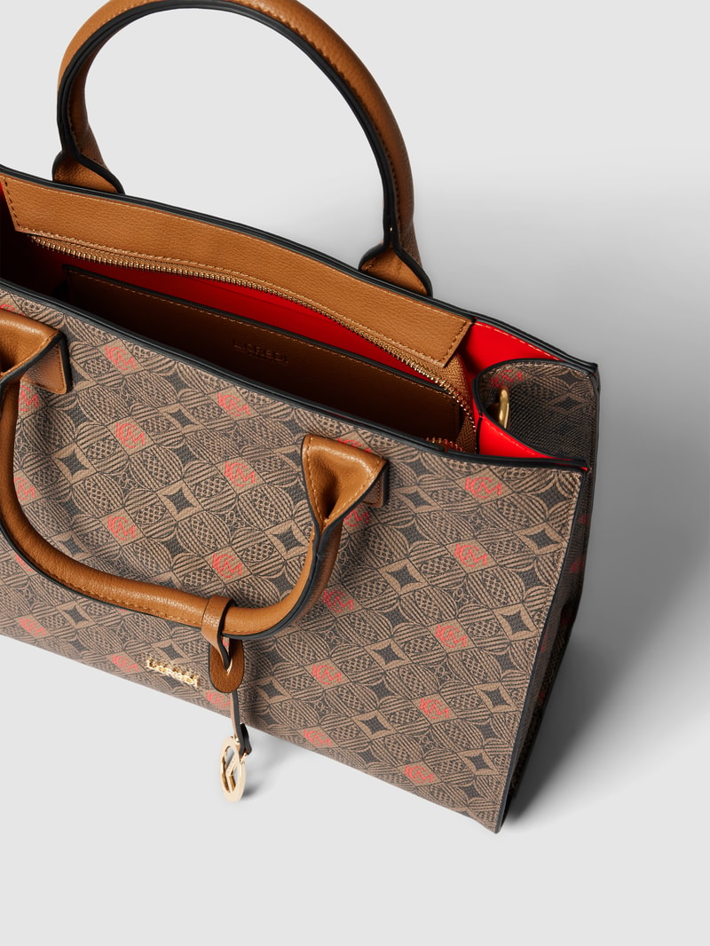 Handtasche mit Allover-Muster Modell 'Kiana' in mittelbraun