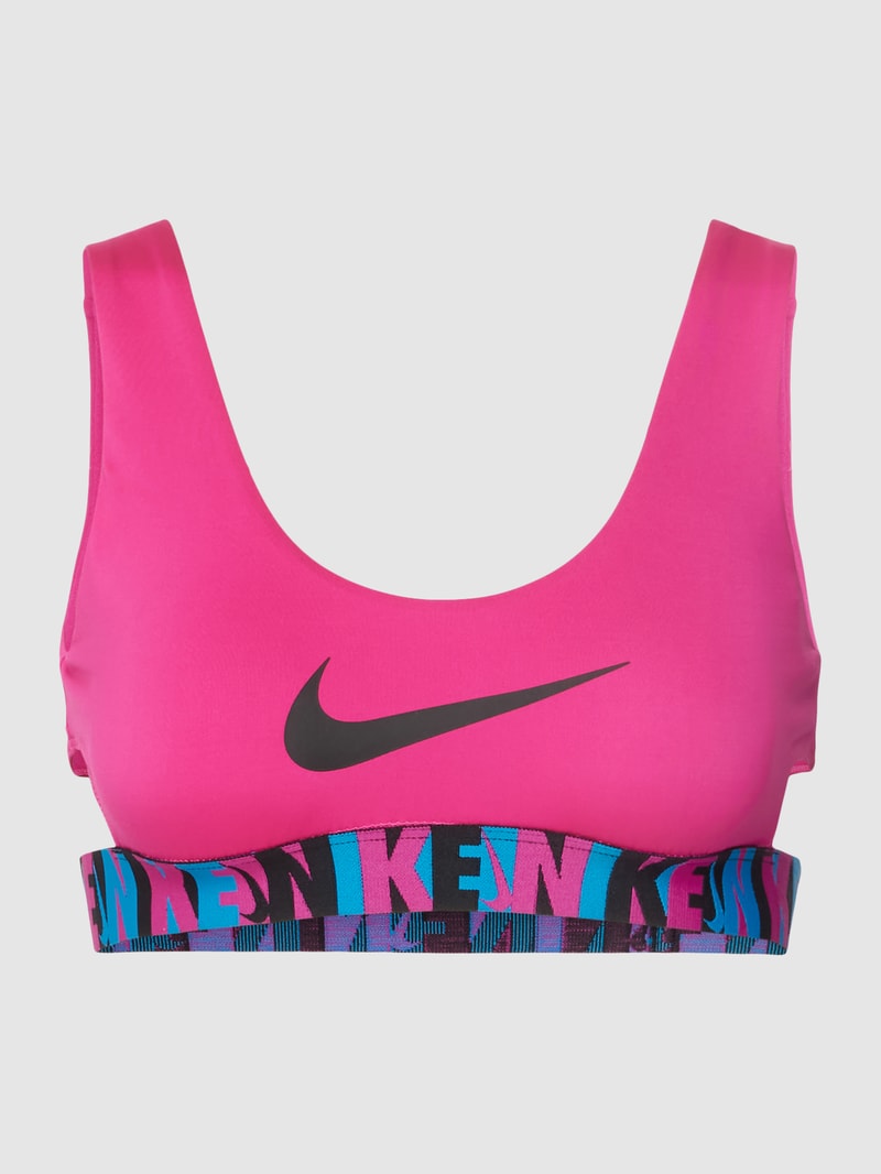 Bikini-Oberteil mit Label-Print in fuchsia
