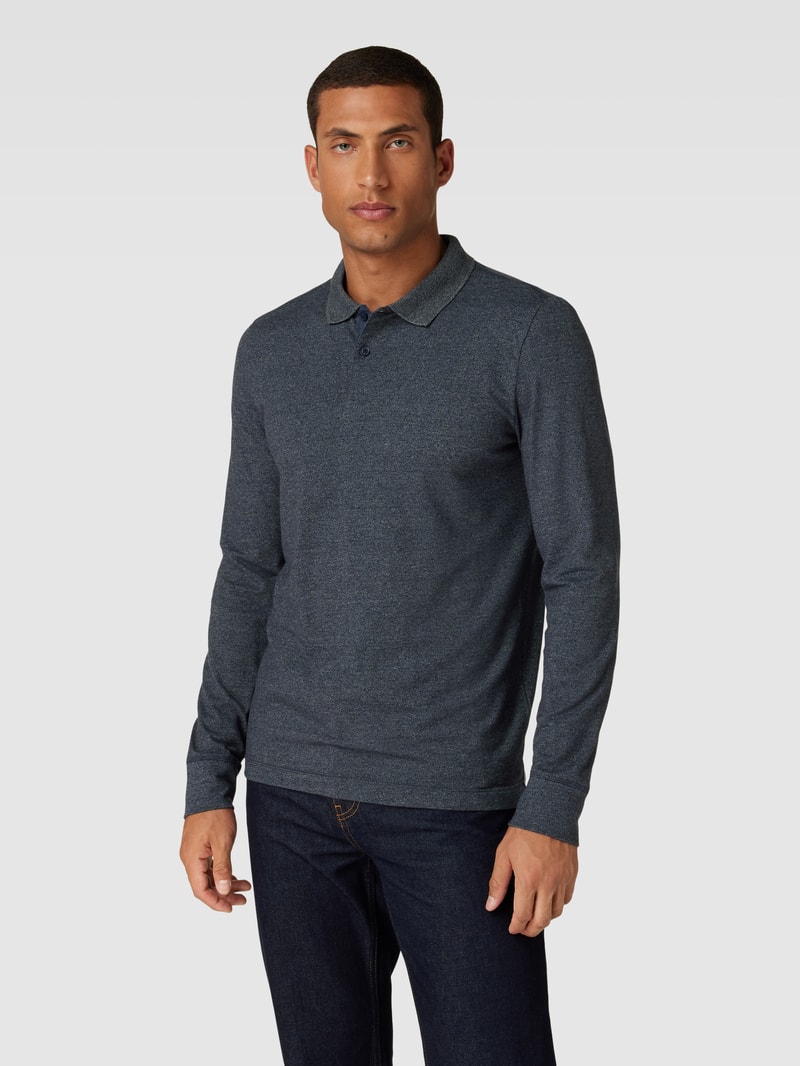 Longsleeve mit Polokragen und kurzer Knopfleiste in marineblau
