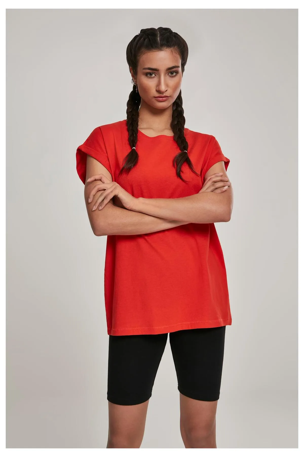 Urban Classics  Damen T-Shirt mit verlängerter Schulterpartie für Damen