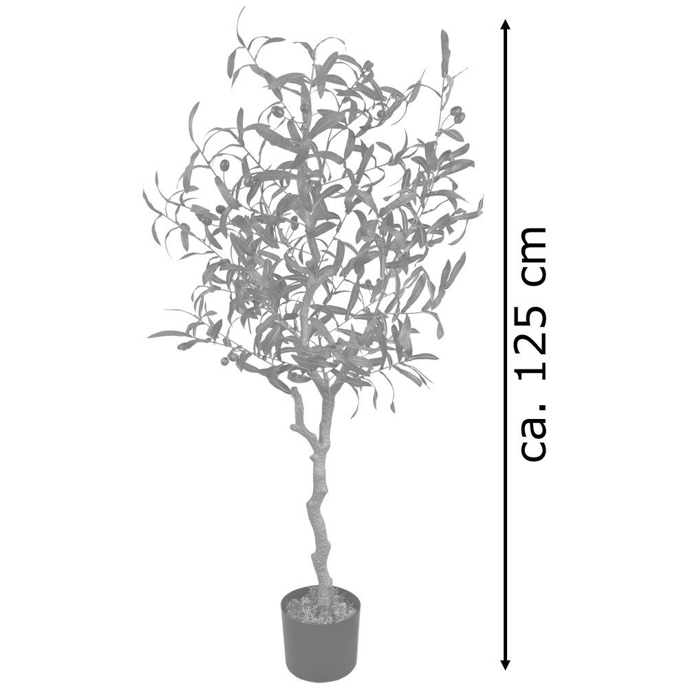 Kunstpflanze Olive Olivenbaum Kunstbaum Künstliche Pflanze 125 cm Decovego, Decovego