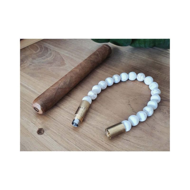 Les Fines Lames Armband Zigarrenschneider Brass, Farbe Weißer Magnesit - Größe L