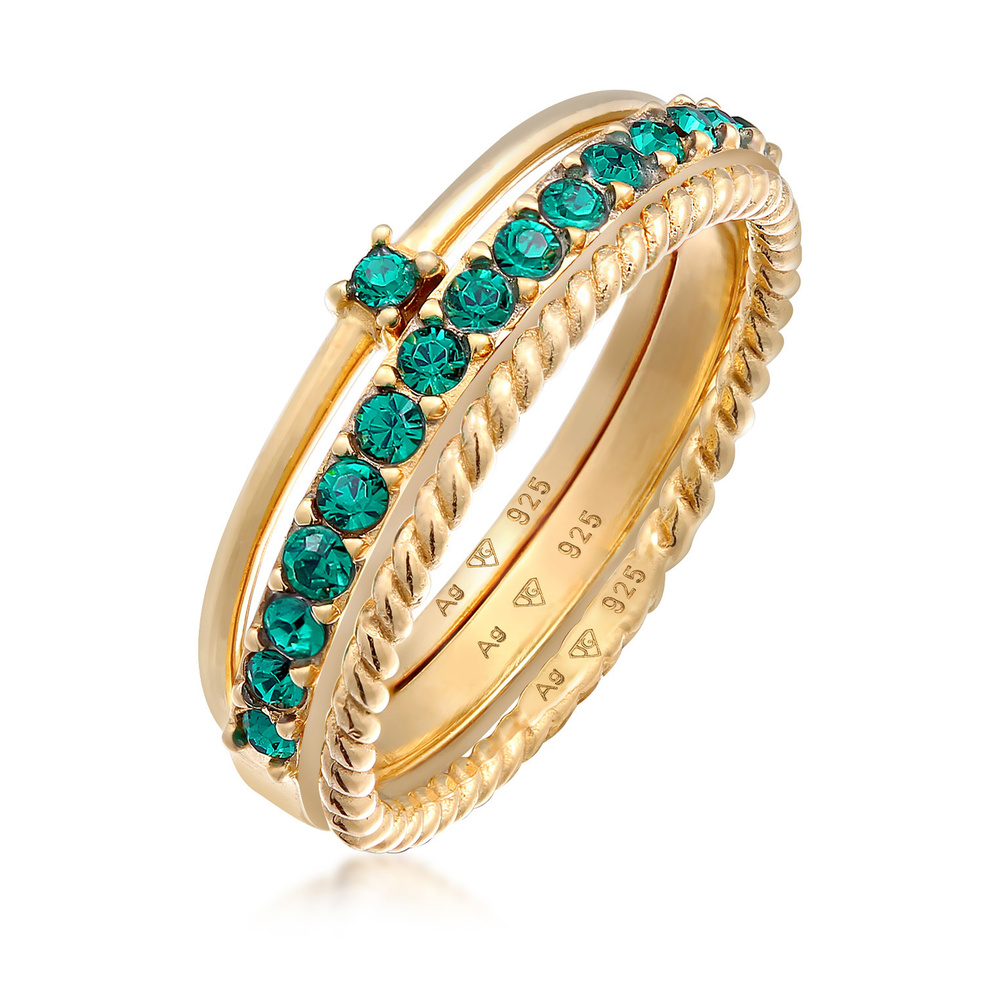 Elli Elli Bague Femmes Solitaire Mémoire Set avec des cristaux de verre en argent ster Bague