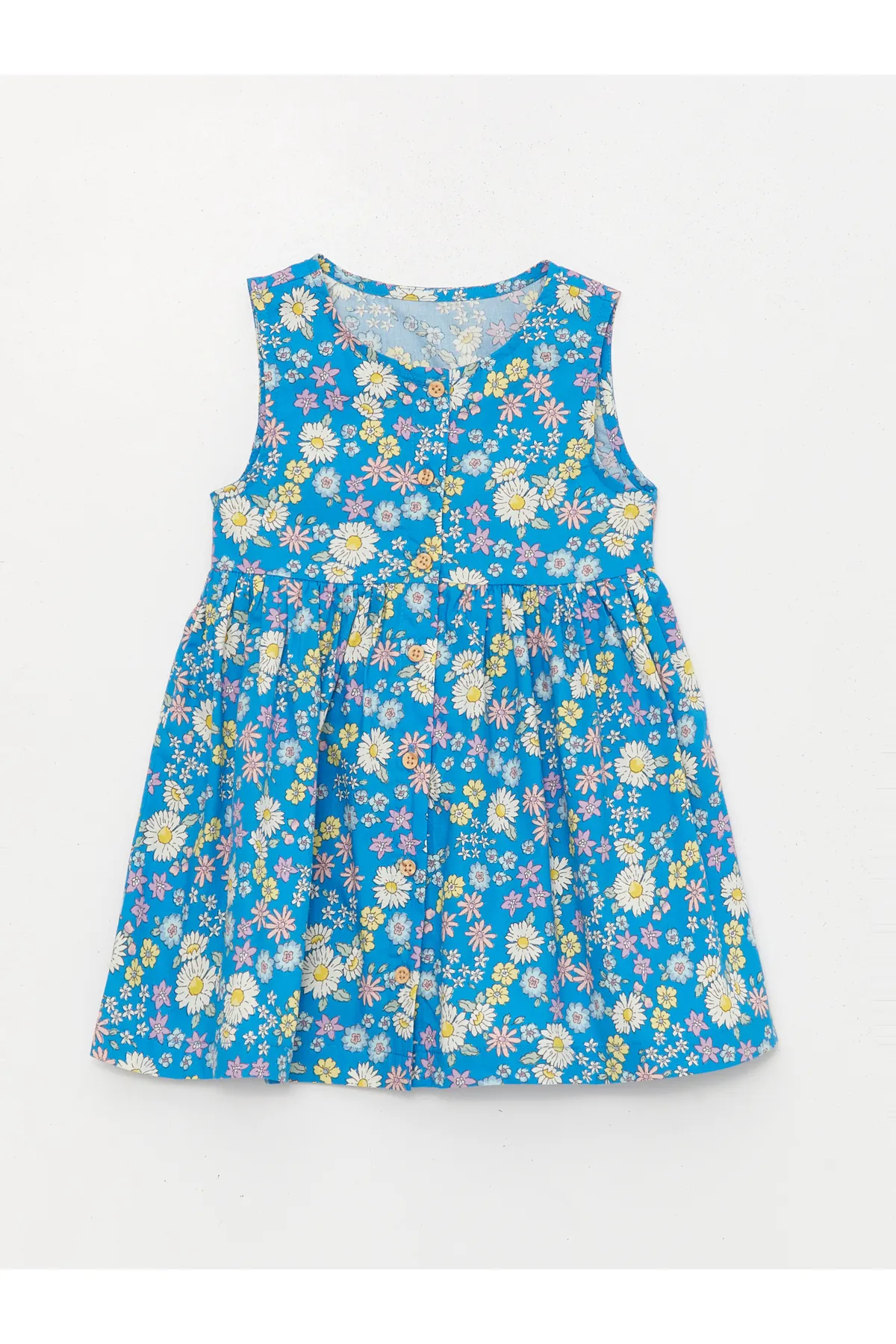 LC Waikiki  Gemustertes Popeline-Babykleid mit Rundhalsausschnitt
