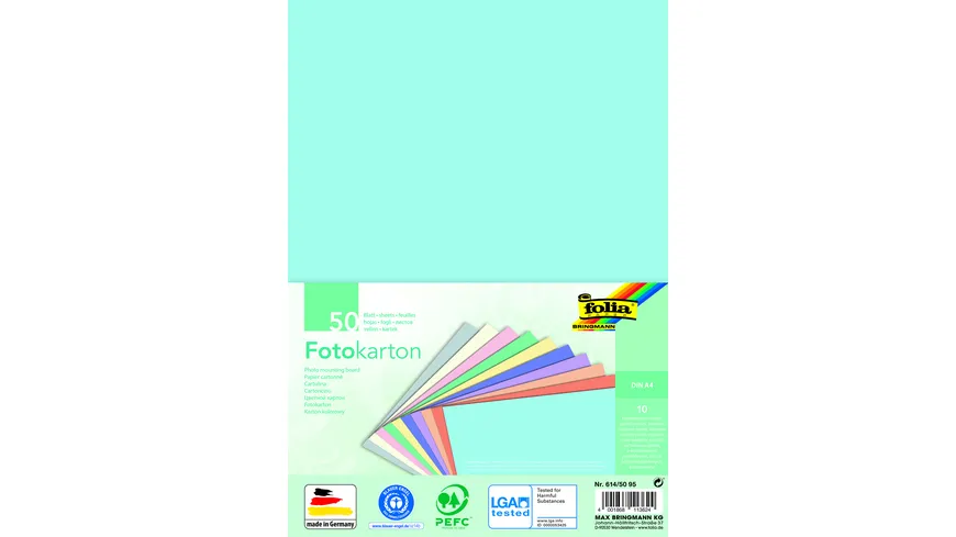 folia Fotokarton PASTELL DIN A4 50 Blatt 10 Farben