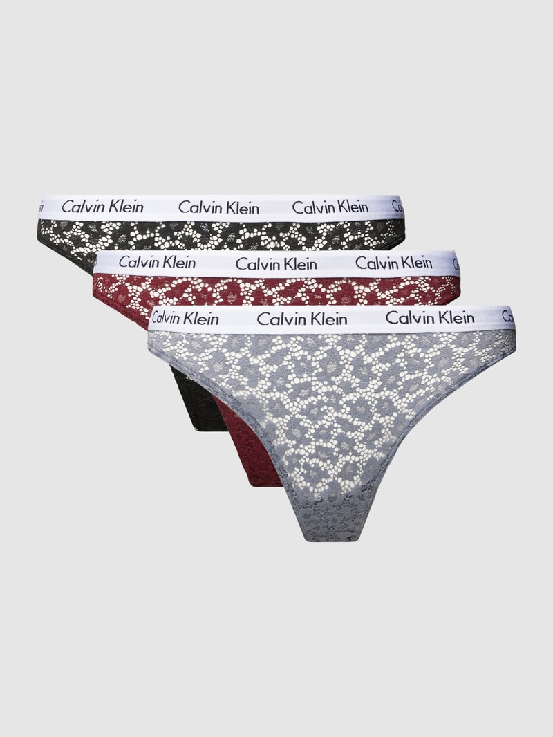 String mit Lochmuster im 3er-Pack Modell 'Carousel' in bordeaux rot