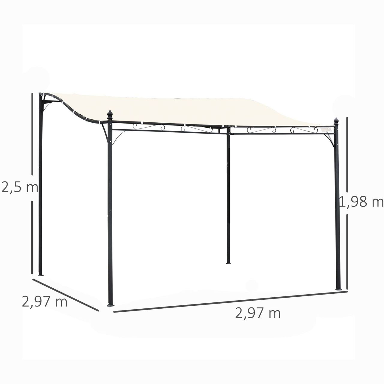 Outsunny Pergola Gartenpavillon Pavillon Überdachung Zelt Metall Creme