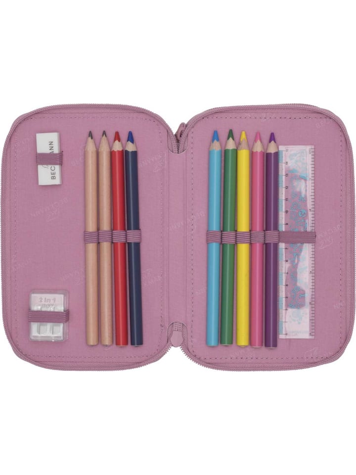 BECKMANN 3-Fächrige Federmappe Pink in pink günstig kaufen onesize