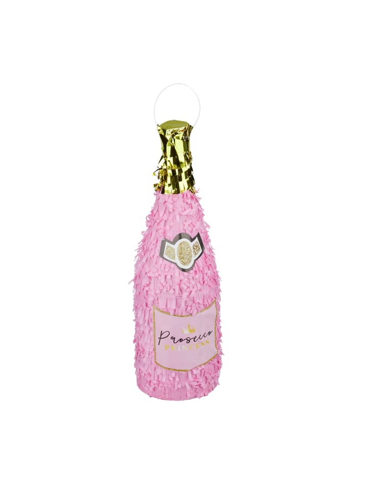 relaxdays Pinata Sektflasche in Rosa/Gold günstig kaufen onesize