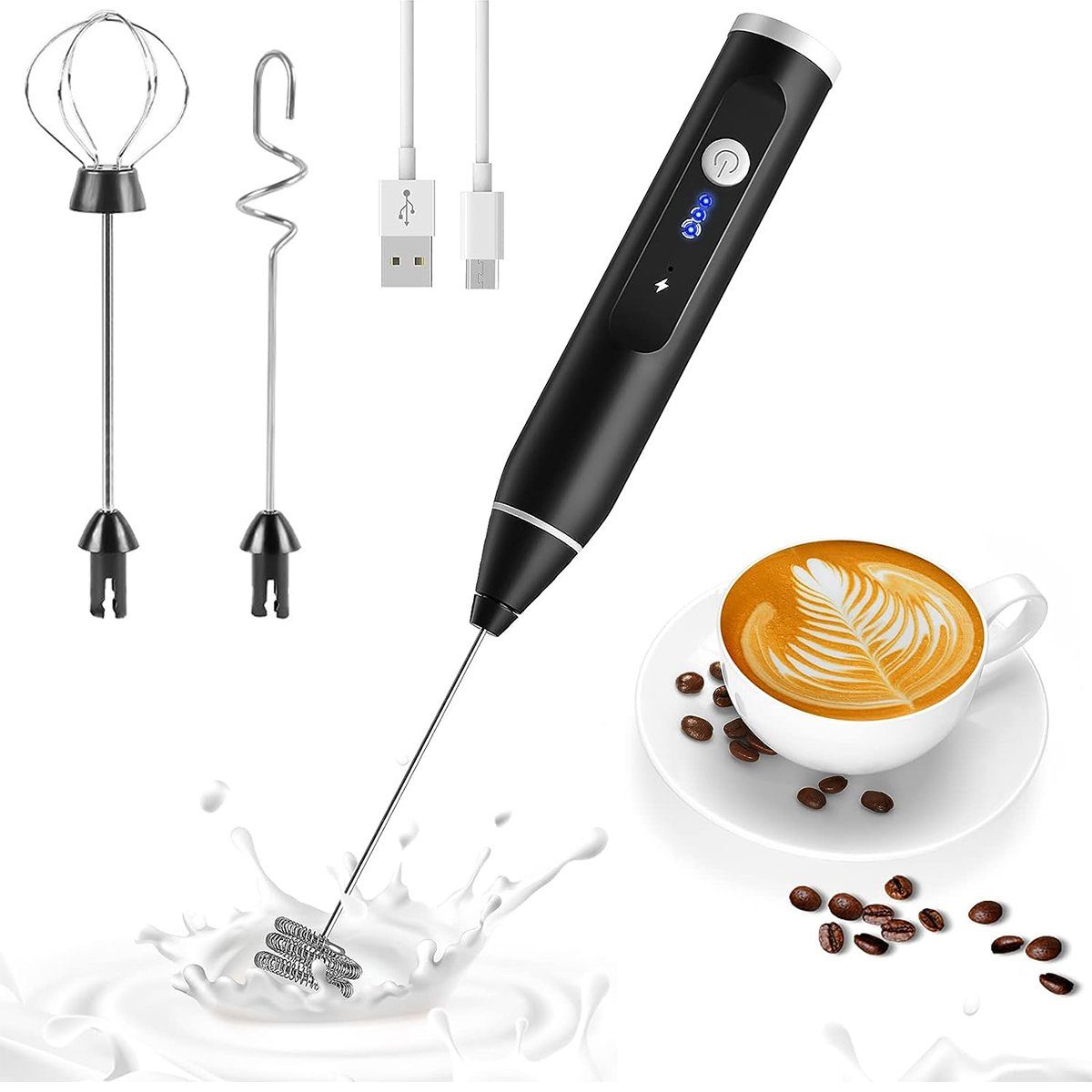 KÜLER Milchaufschäumer Milchaufschäumer-Mixer, Kaffee- und Milchaufschäumer, Schneebesen, Haushalts-Milchaufschäumer, Milchaufschäumer, Mini-Milchaufschäumer