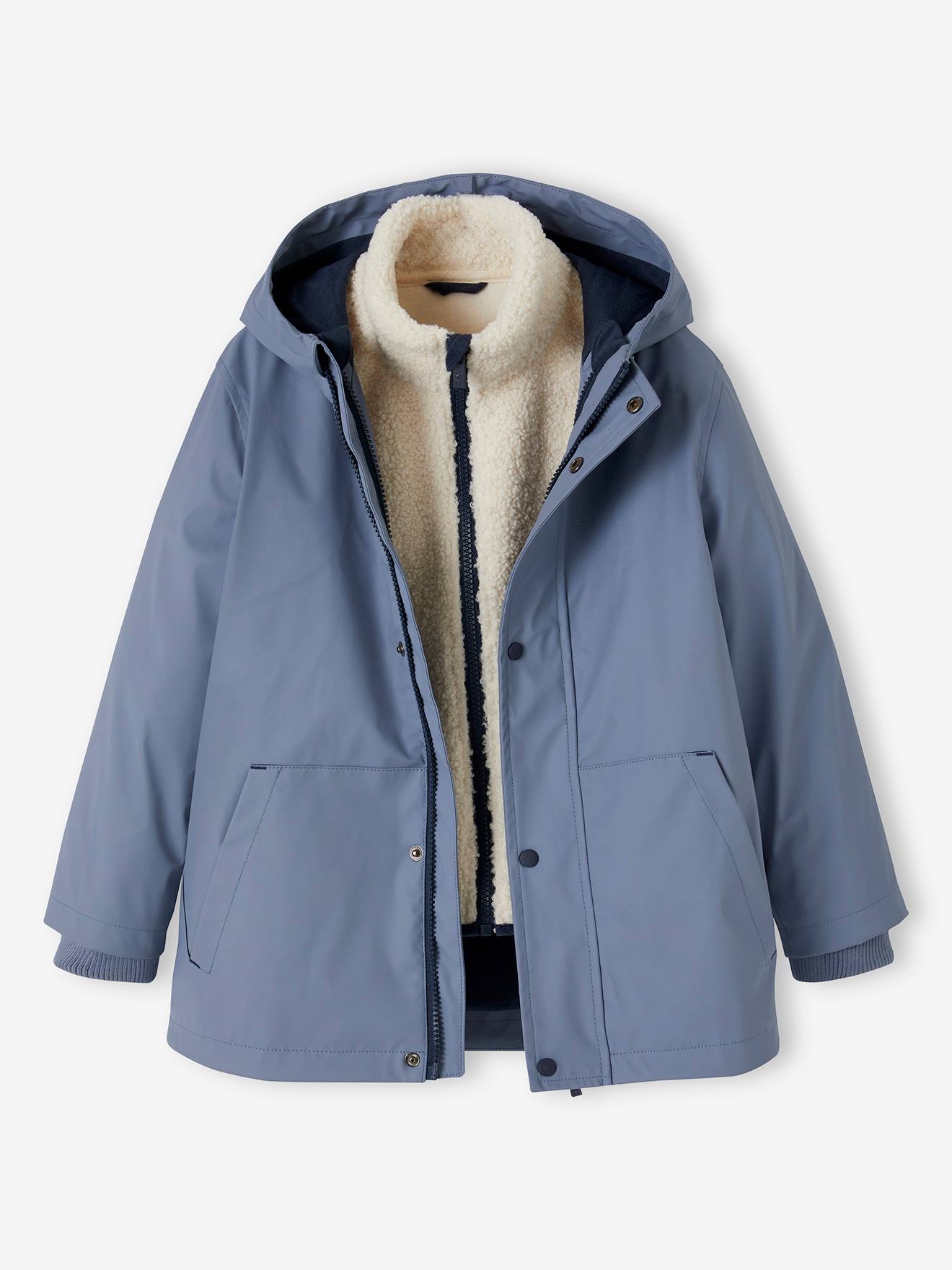 Vertbaudet Jungen 3-in-1-Regenjacke mit Fleeceweste - graublau