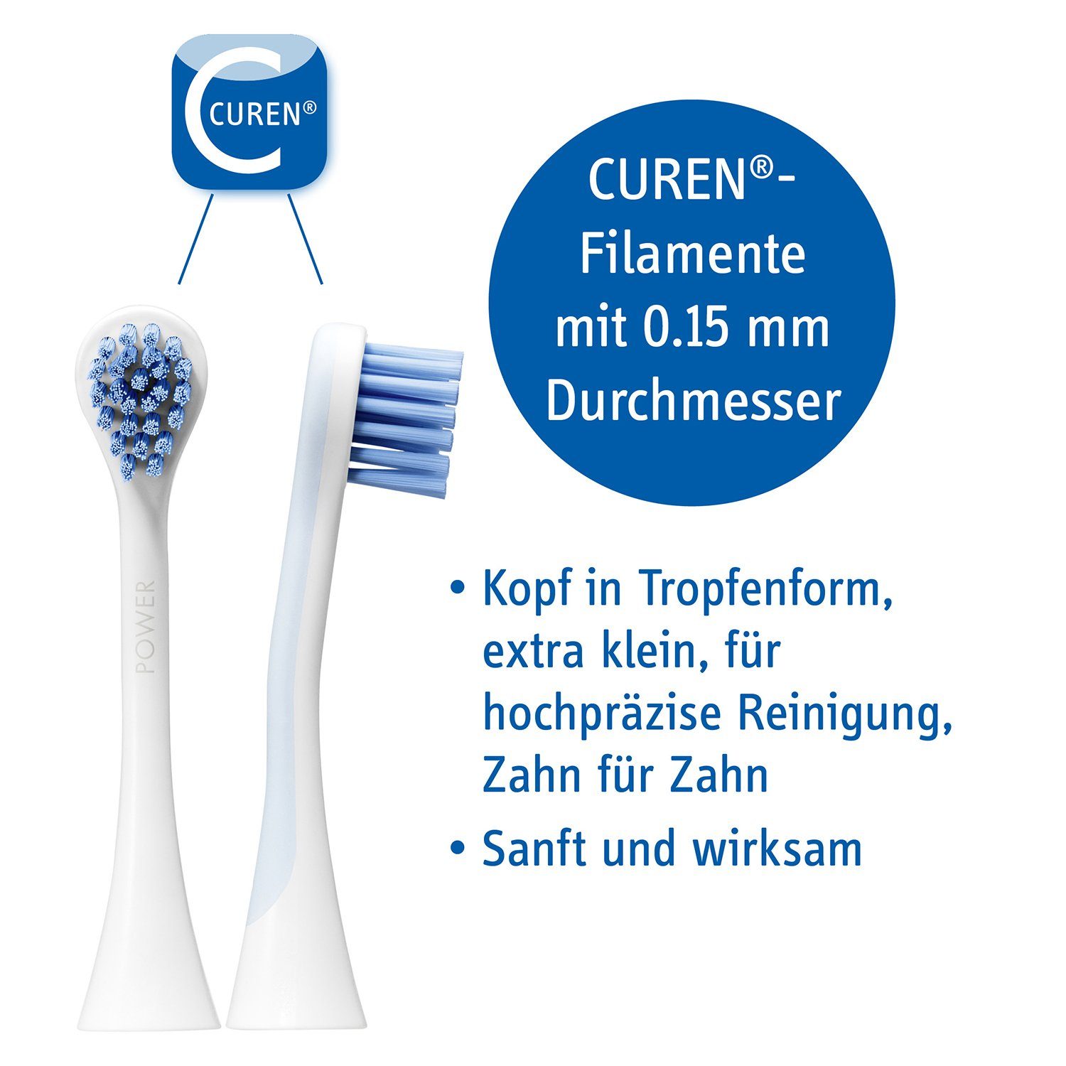 CURAPROX Aufsteckbürsten Hydrosonic POWER 2x Aufsteckbürsten - kraftvoll, sanft & optimal für schwer erreichbare Stellen