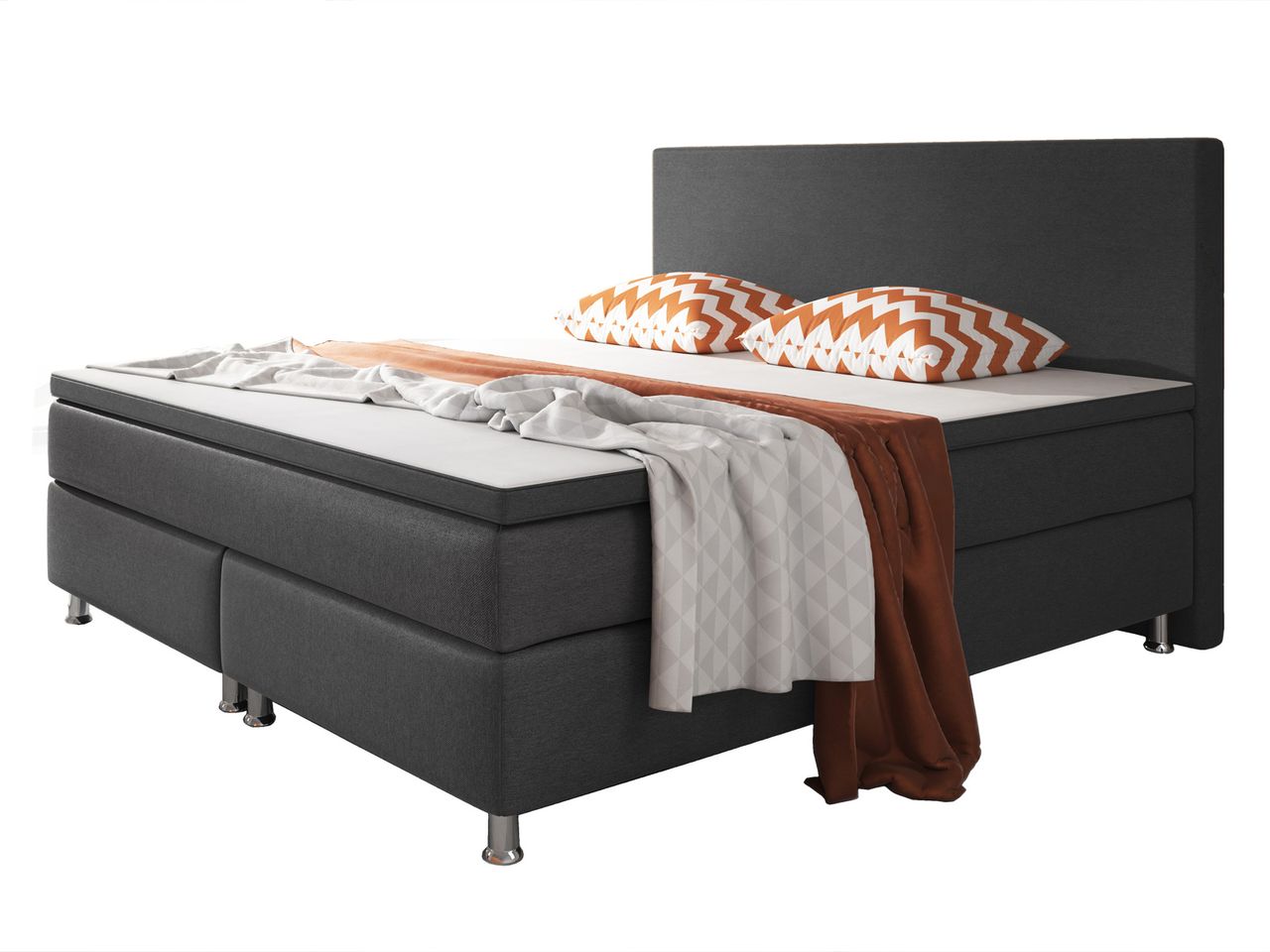 IHG Boxspringbett Berlin 180x200 cm Webstoff Anthrazit