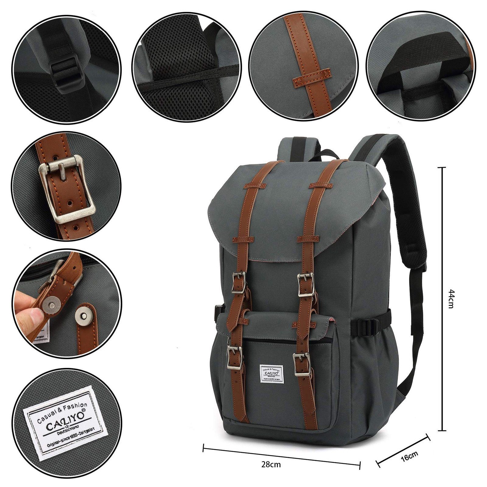 TAN.TOMI Rucksack Rucksack Groß Damen Herren Freizeitrucksack im Retro Design Reiserucksack mit 15