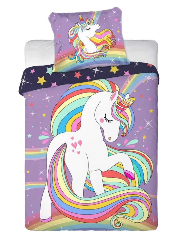 Faro Tekstylia Bettwäsche Unicorn in navy lila günstig kaufen onesize