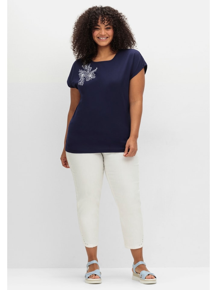 sheego Jerseyshirt in marine bedruckt günstig kaufen