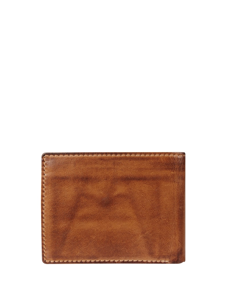Portemonnaie aus Leder im Retro-Look in mittelbraun