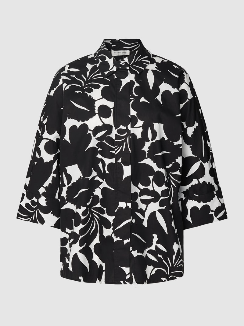 Bluse aus Baumwolle mit Allover-Print in schwarz