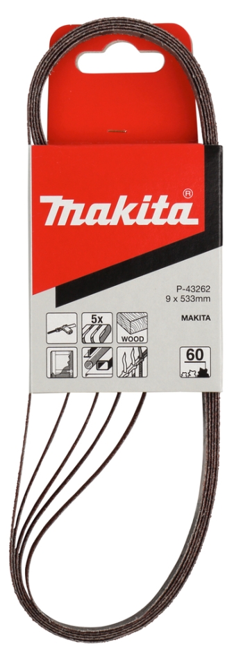 Makita Tillbehör P-43262 Slipband 533 x 9 mm K60 5 st.