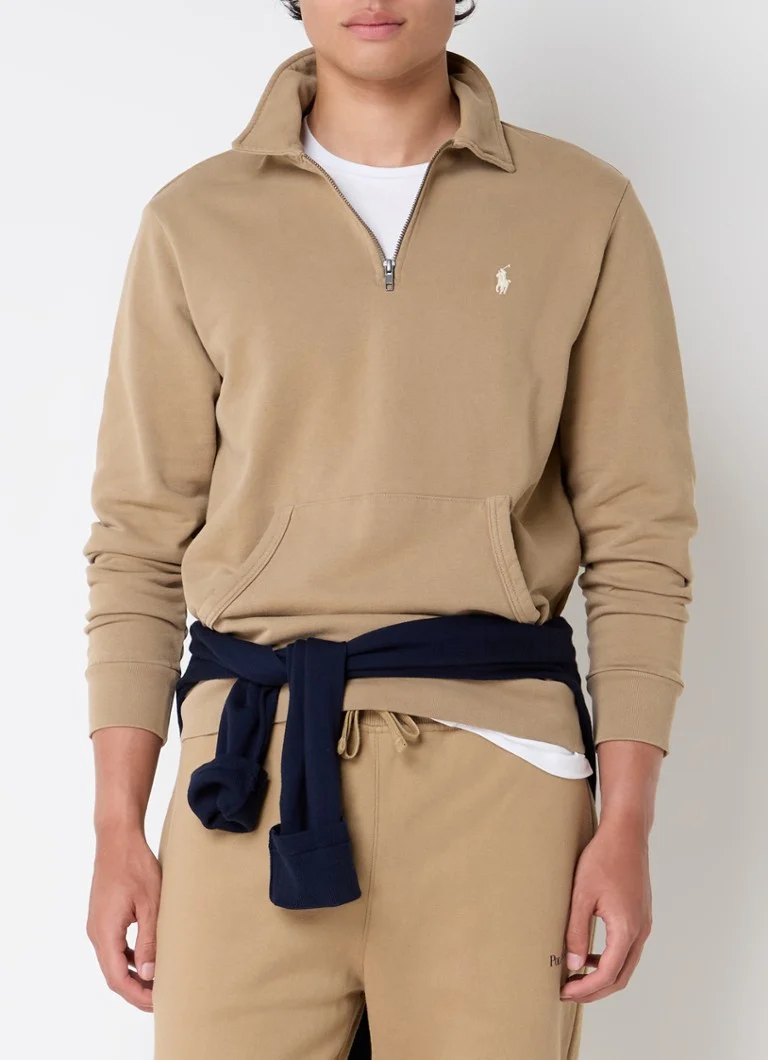 Pull Ralph Lauren en maille fine avec demi-zip et broderie logo