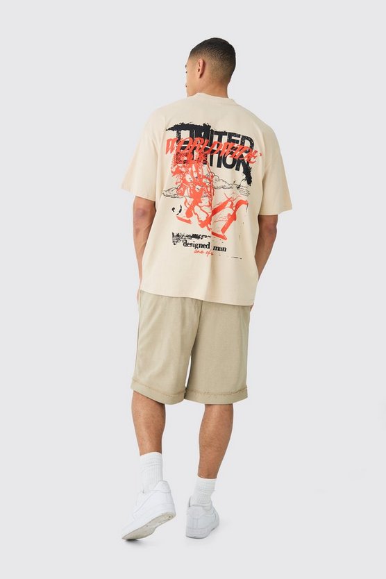 Oversize T-Shirt mit verlängerten Kragen und Limited Edition Print