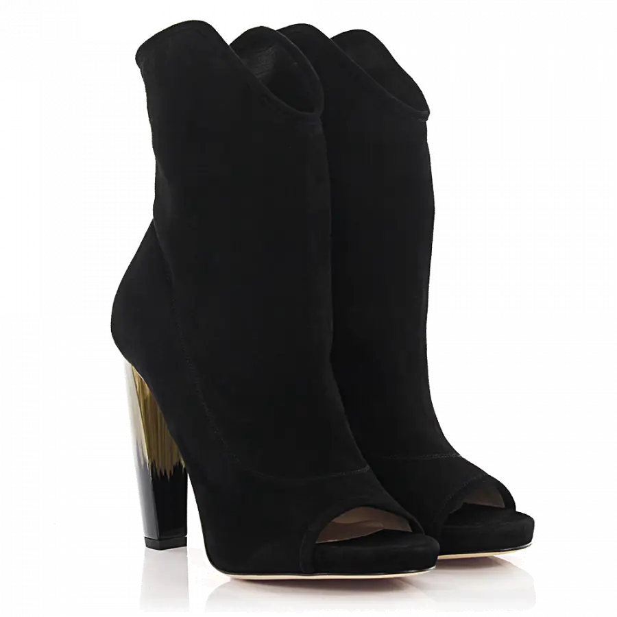 Jimmy Choo - Stiefeletten Kalbsleder Veloursleder schwarz - schwarz