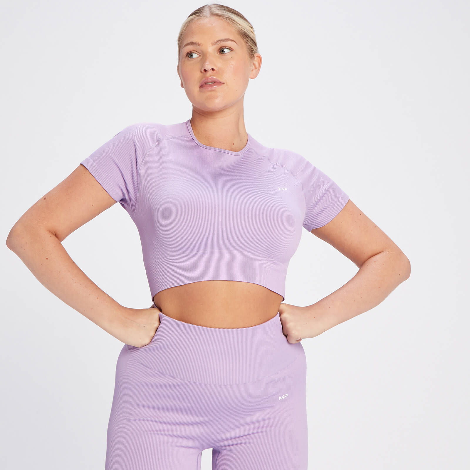 Crop top côtelé sans coutures MP Tempo pour femmes – Lilas vif