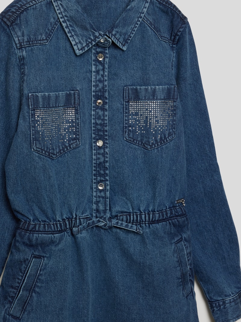 Jeanskleid mit Ziersteinbesatz in blau