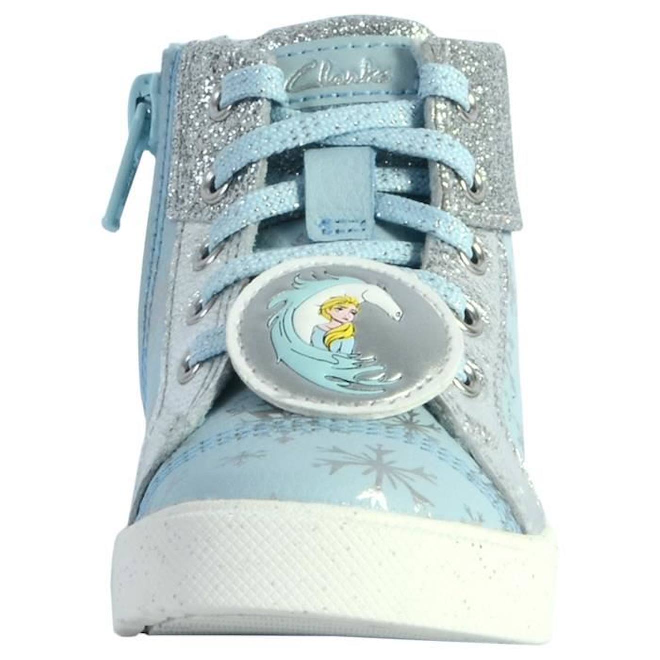 Basket Montante Cuir Clarks Enfant City Ice bleu