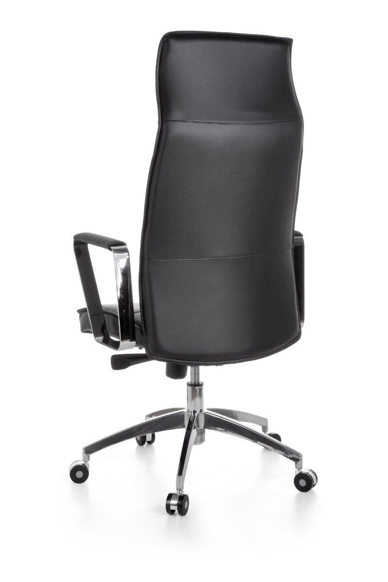 Amstyle Drehstuhl SPM1.137 (Echtleder Schwarz, Bürostuhl XXL 120 kg Modern), Schreibtischstuhl Drehbar, Chefsessel mit Armlehne