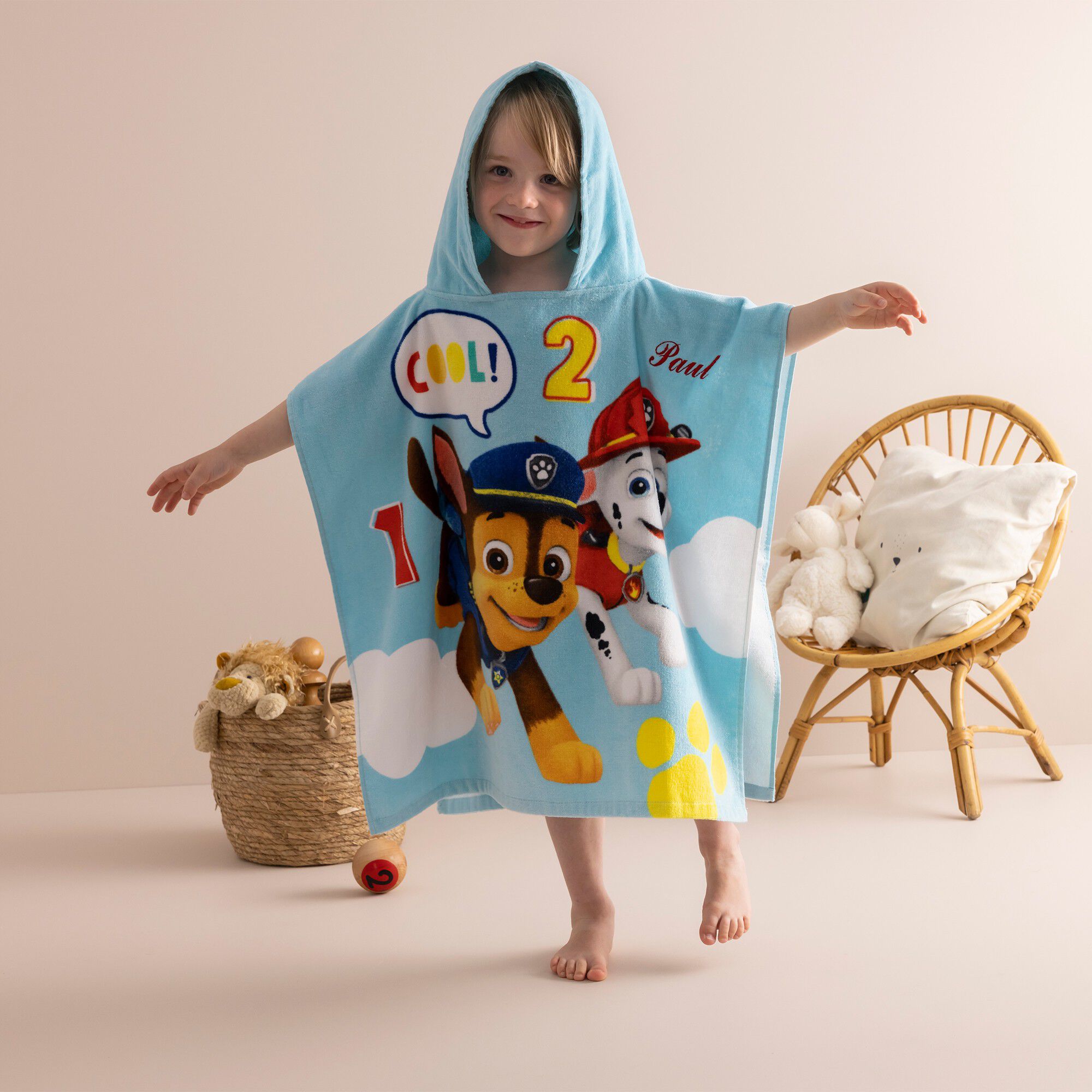 Poncho de bain enfant Pat Patrouille à capuche personnalisable