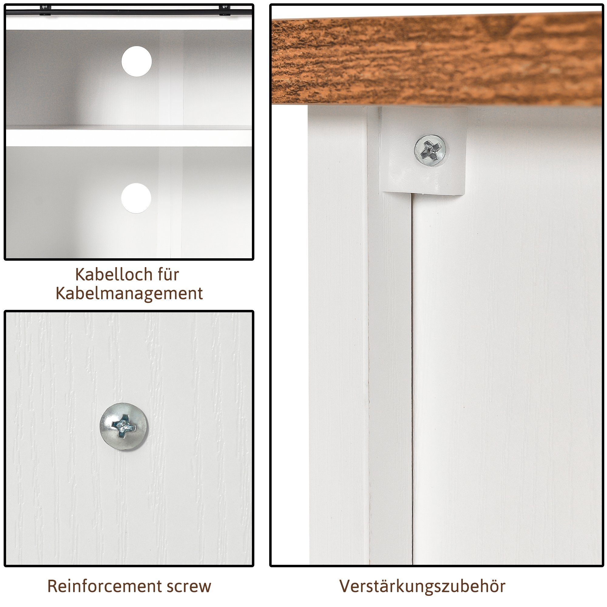 OKWISH TV-Schrank Kommode Fernsehschrank Sideboard (Aufbewahrungsschrank, Beistellschrank, mit 2 Schiebetüren, verstellbare Ablage) Ffenen Regalfächern, Wohnzimmer, Esszimmer, Flur, Industrie-Design